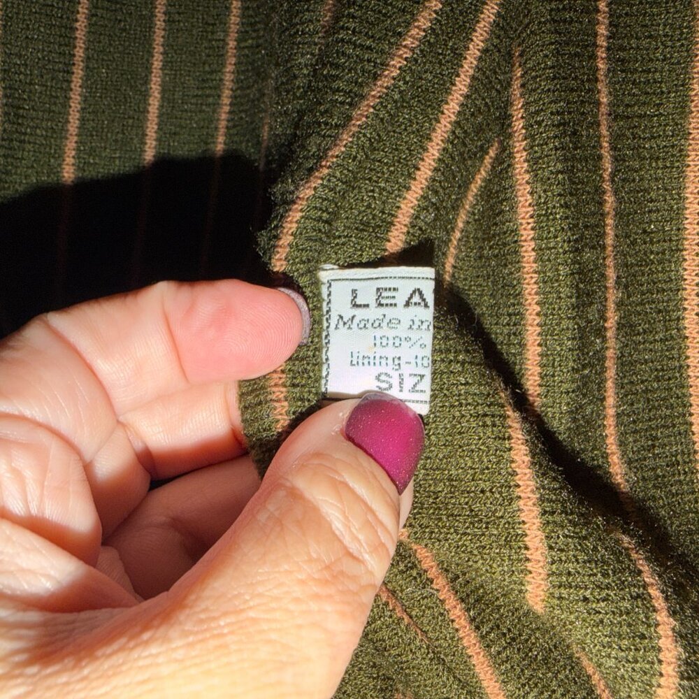 Vintage Olive Green Leather Bomber Jacket – Men’s L - Picture 7 of 9
